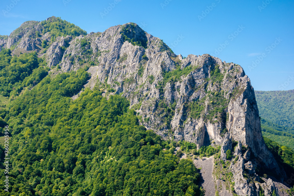 rocks and cliff of romania gorges. beautiful mountain landscape view. scenic nature of apuseni natural park. sunny day.