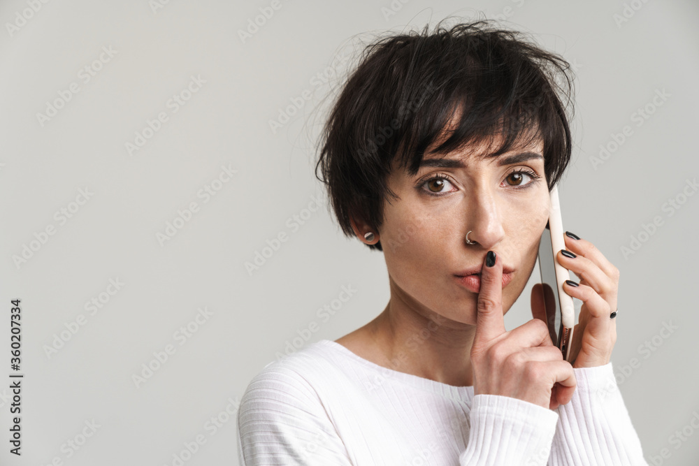 Portrait of an attractive short brunette haired woman Portrait of an attractive short brunette haired woman