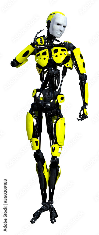 3D Rendering Male Robot on White 3D Rendering Male Robot on White
