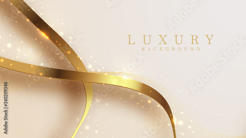 Luxury golden line background mustard shades in 3d abstract style. Illustration from vector about modern template deluxe design.