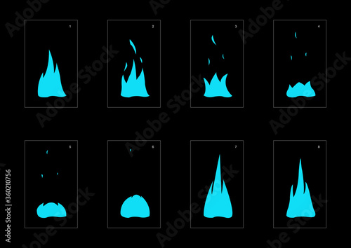 Water explosion effect. Explosion animation effect. Animation sprite sheet for games, cartoon or animation. vector style animation effect 1290.