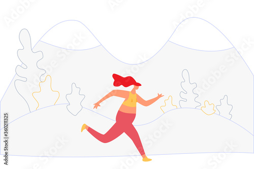 Running people. Outdoor sport activity, vector illustration
