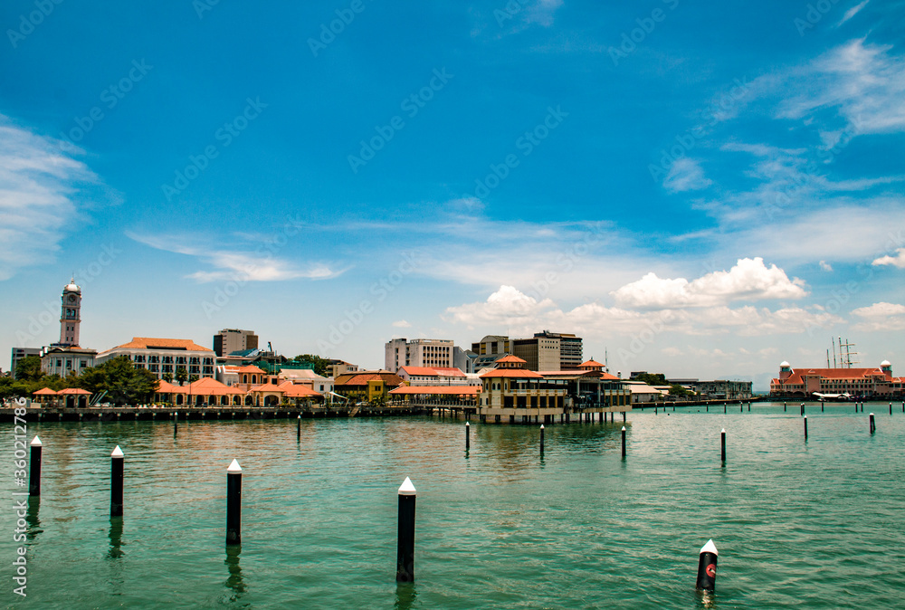 Small Town Embankment on Penang Island in Malaysia