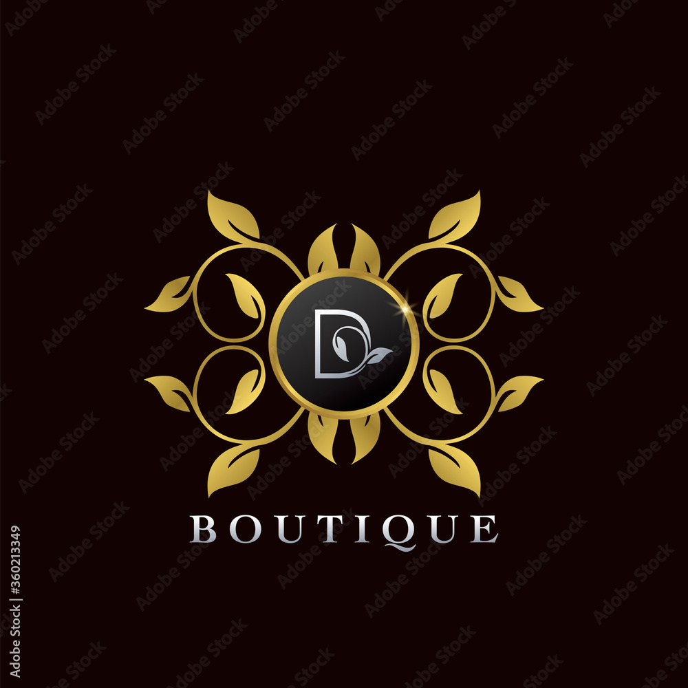 Golden D Letter Luxury Frame Boutique Initial Logo Icon, Elegance logo letter design template Golden D Letter Luxury Frame Boutique Initial Logo Icon, Elegance logo letter design template