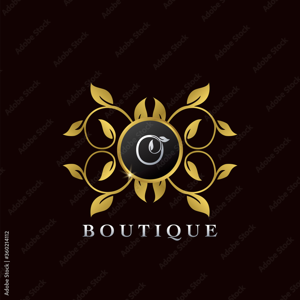 Fototapeta premium Golden O Letter Luxury Frame Boutique Initial Logo Icon, Elegance logo letter design template