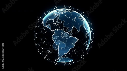 Digital earth data globe - abstract 3D rendering satellites starlink network connection the world. satellites create oneweb or skybridge surrounding planet conveying complexity big data flood the