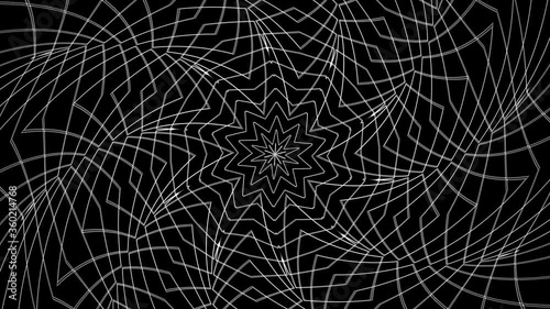 Hypnotic effect with twirling star. Star stroke. Psychedelic optical illusion. Seamless looping animation.