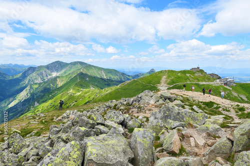 Tatra Mountains trail, Kasprowy Wierch shelter in Poland.