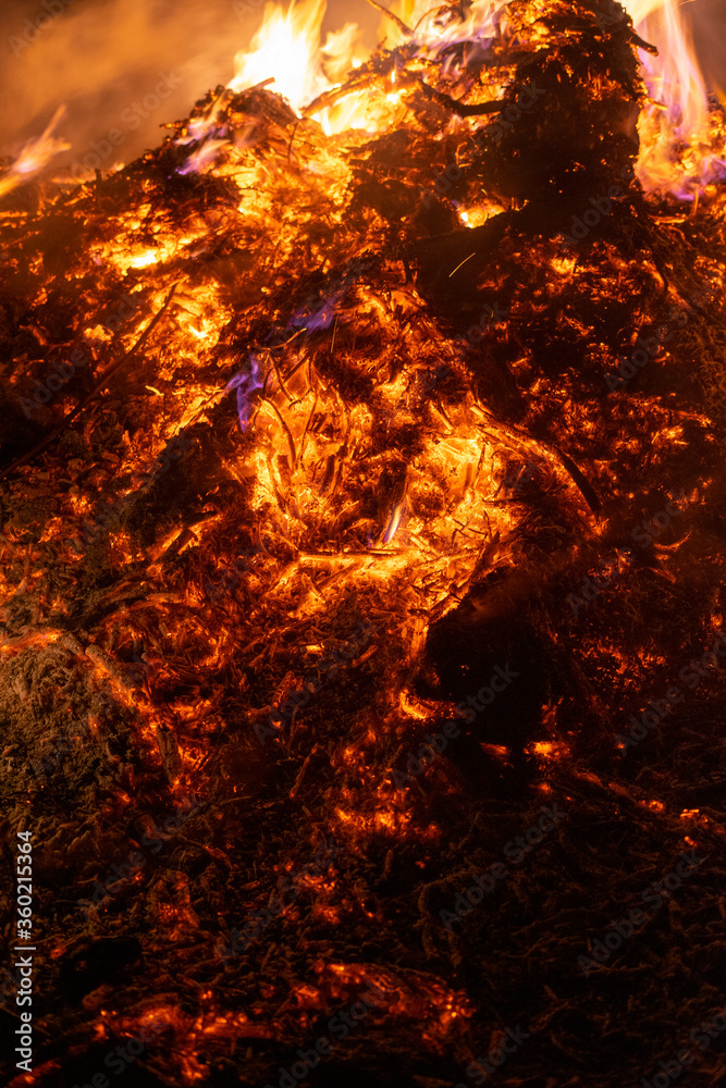 Details of the ashes on the ground during a fire Details of the ashes on the ground during a fire