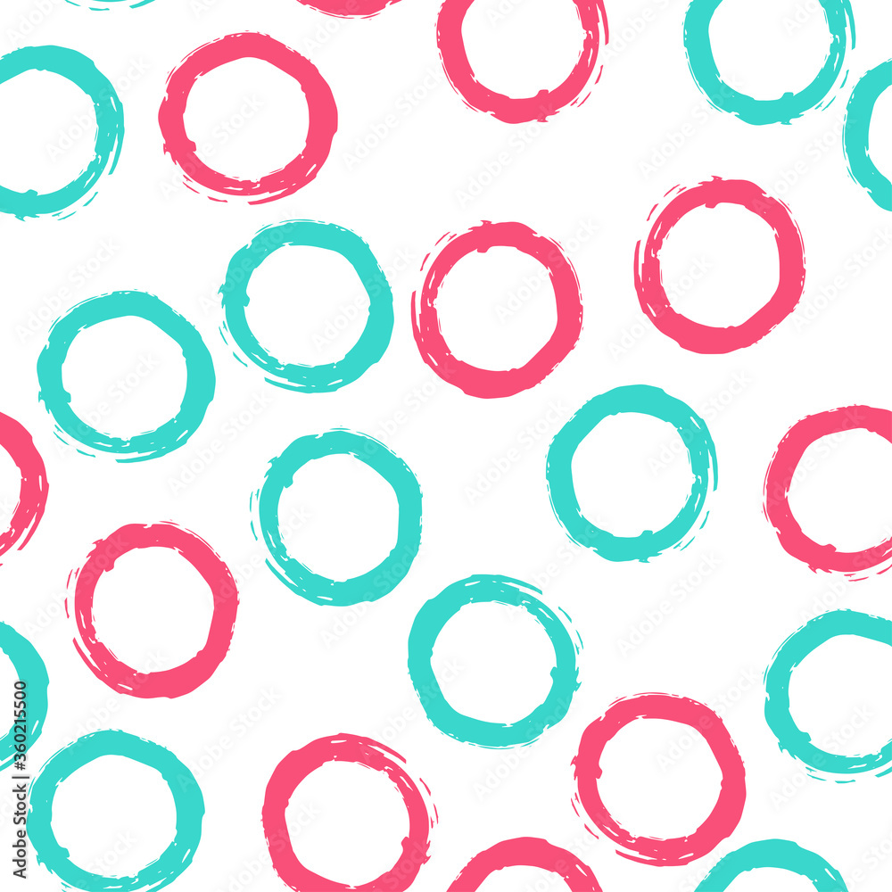 Seamless pattern with blue and pink circles on white background. Vector design for textile, backgrounds, clothes, wrapping paper, web sites and wallpaper. Fashion illustration seamless pattern. Seamless pattern with blue and pink circles on white background. Vector design for textile, backgrounds, clothes, wrapping paper, web sites and wallpaper. Fashion illustration seamless pattern.
