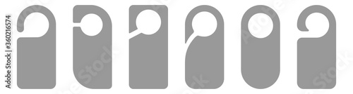 Tag-hanger on door. Door hanger mockup. Paper mockup of with sign in hotel. Vector illustration