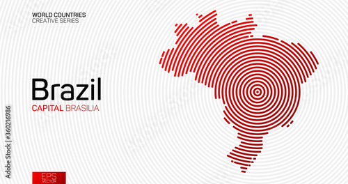 Abstract map of Brazil with red circle lines