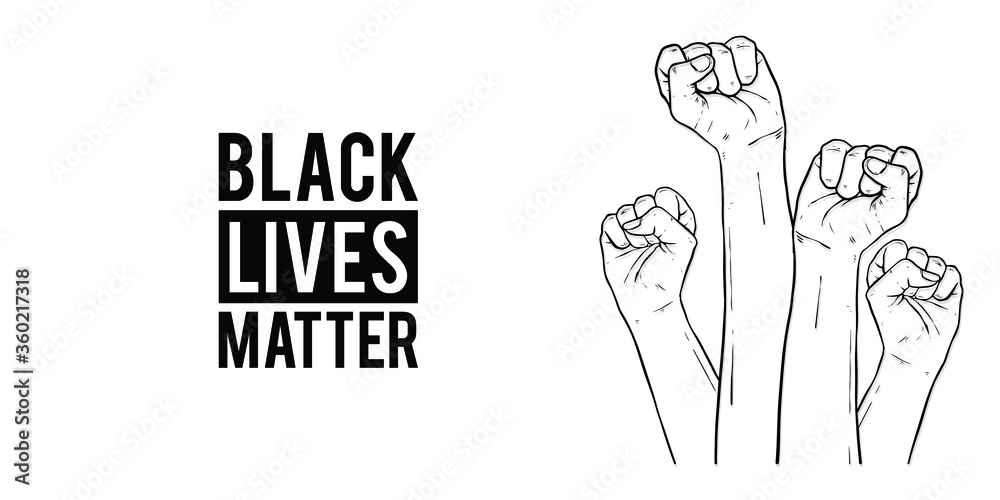 Black lives matters. Social poster, banner. Stop racism police violence. I can't breathe. Flat vector illustration. banner, design concept, sign, with black and white text on a flat black background.