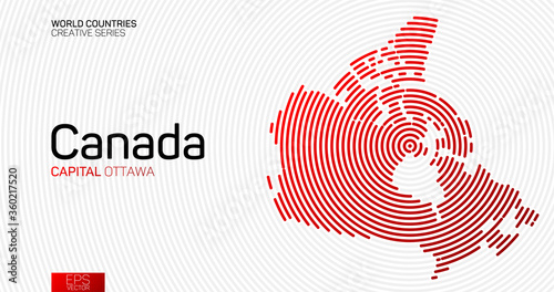 Abstract map of Canada with red circle lines