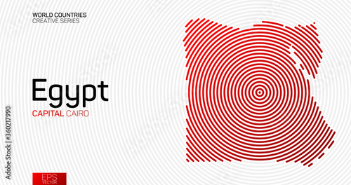 Abstract map of Egypt with red circle lines