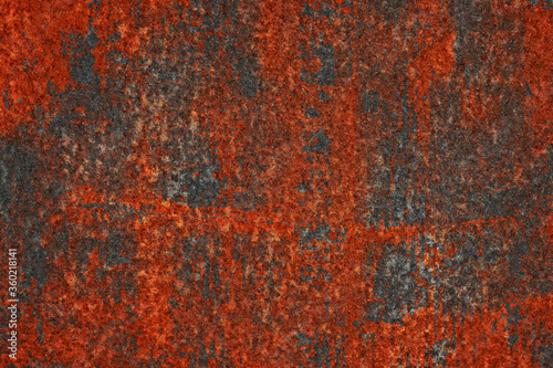 Burnt rusted sheet metal with scratch in the middle