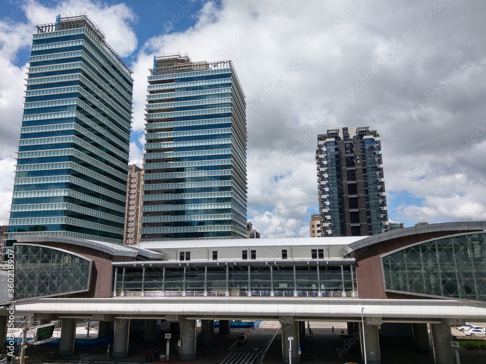the cityscape near a MRT Station in Taipei City, Taiwan in a cloudy day the cityscape near a MRT Station in Taipei City, Taiwan in a cloudy day