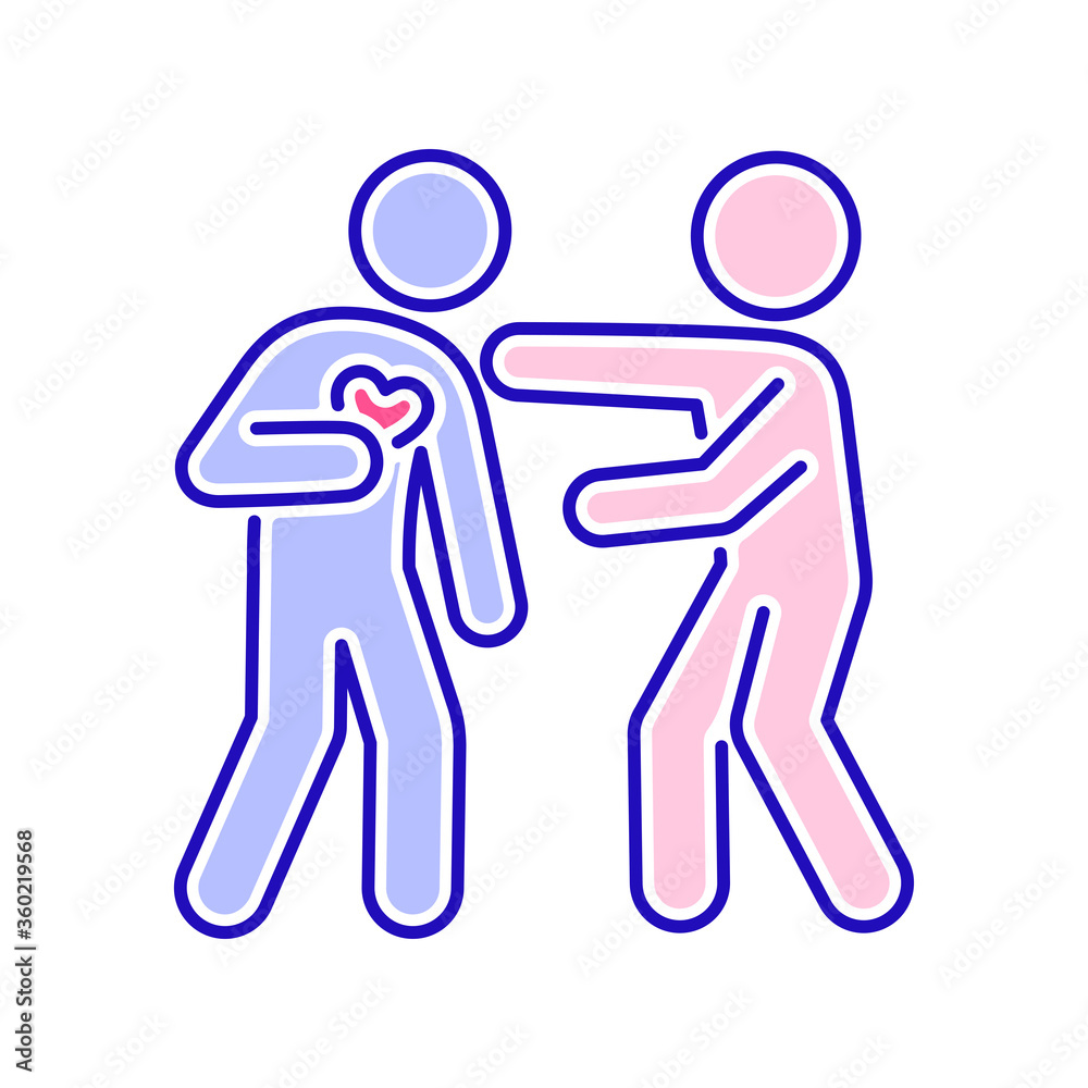 Obraz premium Heart attack color line icon. Health problem. Isolated vector element. Outline pictogram for web page, mobile app, promo.
