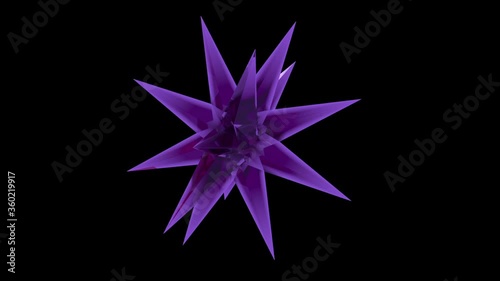 The purple colored magic crystal rotates around its axis. Video with a mask looped animation.
