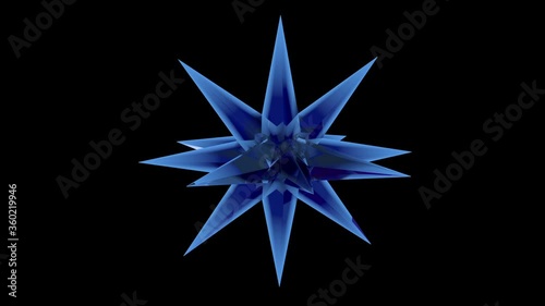 Blue crystals rotate around their axis. Video with a mask looped animation.
