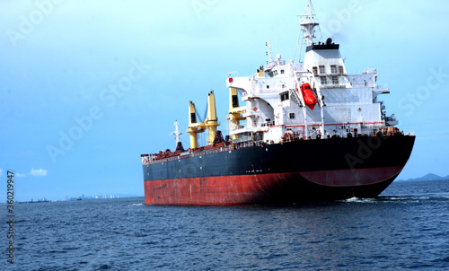 A large crude oil tanker in the middle of the sea