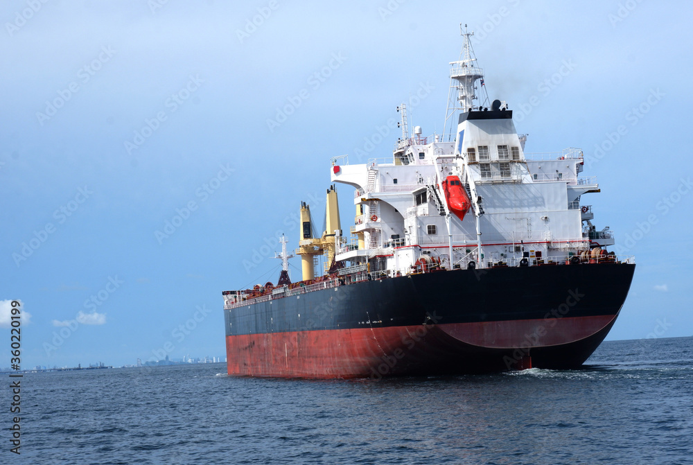 A large crude oil tanker in the middle of the sea