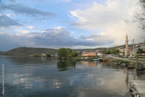 Lake Aktas and Kenarbel Village.Cildir district of Ardahan City.