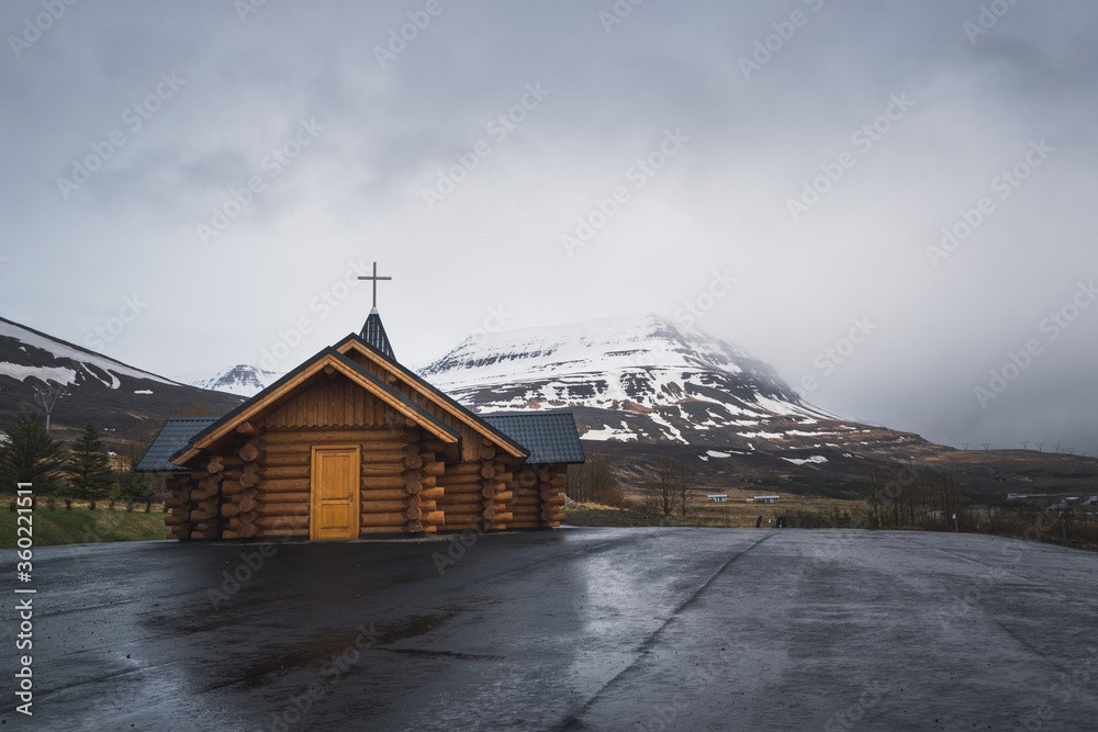 Wooden church in Reydarfjordur (Iceland)
