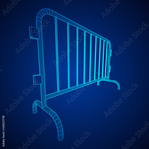 Police riot fence. Wireframe low poly mesh vector illustration.