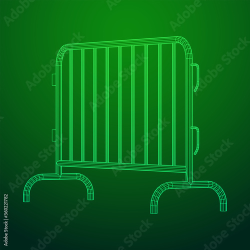 Police riot fence. Wireframe low poly mesh vector illustration.