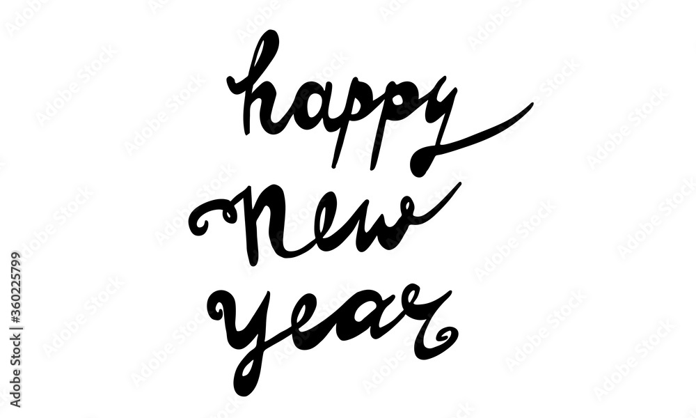 Hand drawn Happy New Year lettering text. Festive greeting card vector illustration. Holidays time Hand drawn Happy New Year lettering text. Festive greeting card vector illustration. Holidays time