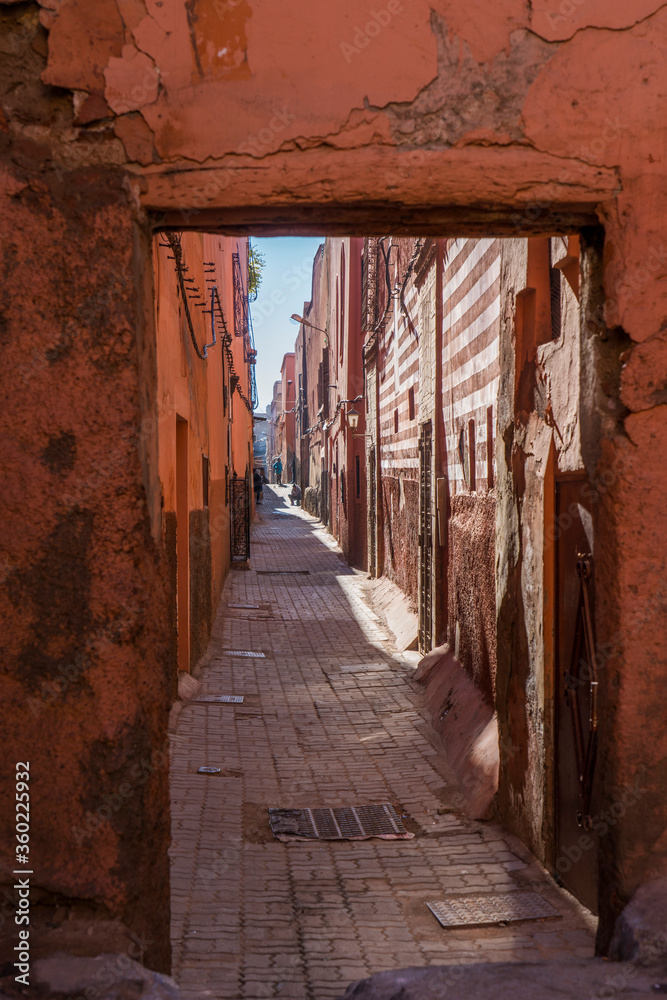 Street in Marrakesh souk, Morocco