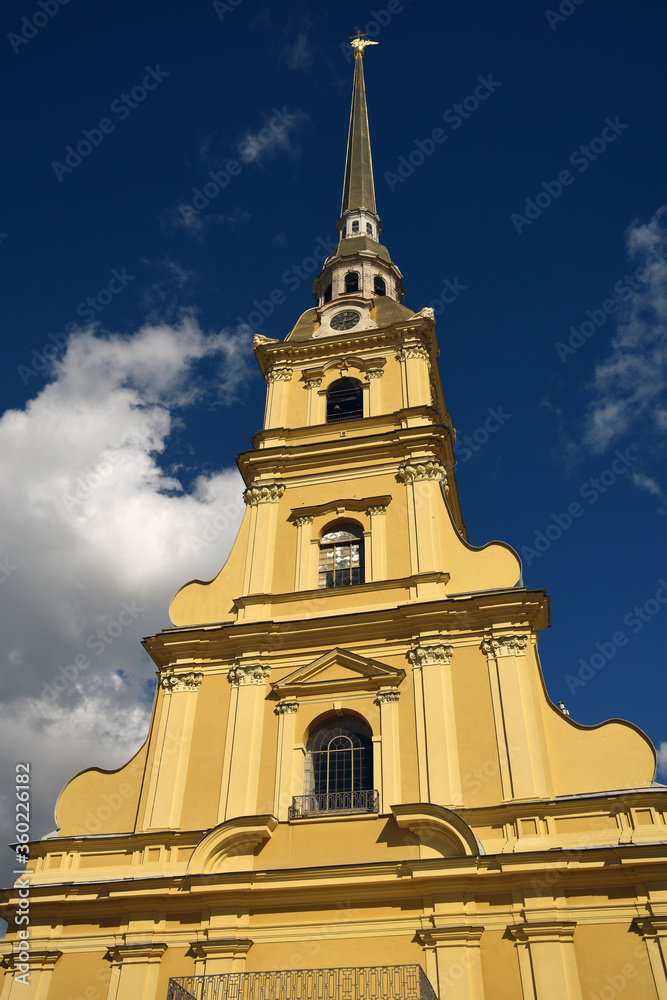 Peter and Pauls cathedral at Peter and Pauls fortress. Saint-Petersburg, Russia. Color photo. Peter and Pauls cathedral at Peter and Pauls fortress. Saint-Petersburg, Russia. Color photo.