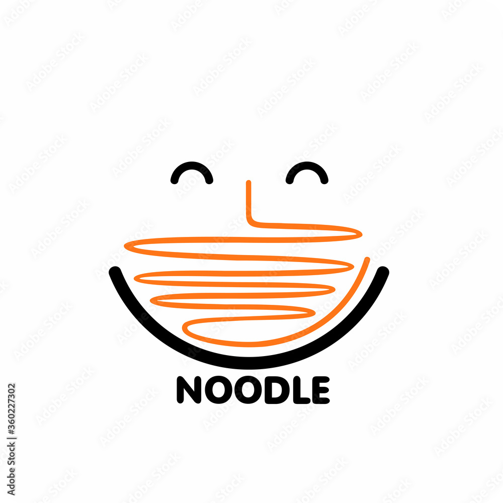 Noodle face smile logo , Emoji cartoon Stock Vector Adobe Stock