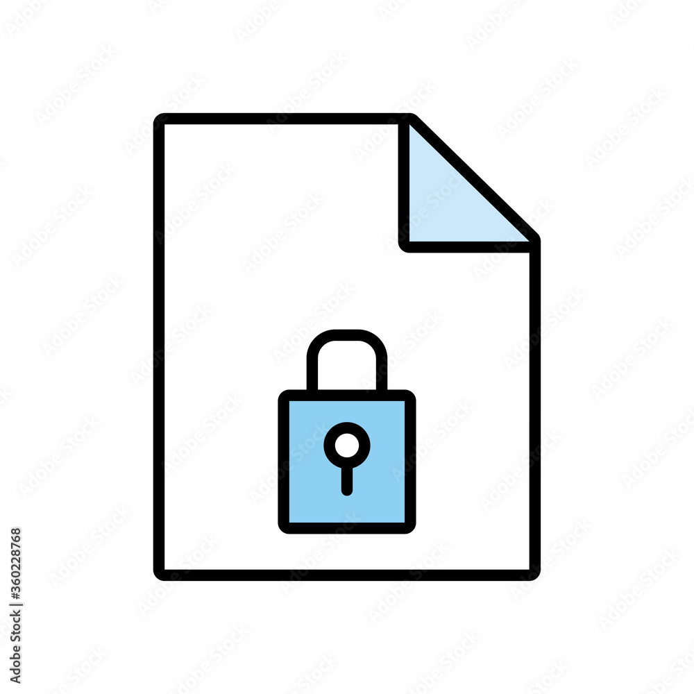 paper document with padlock line and fill style icon paper document with padlock line and fill style icon