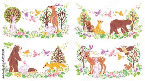 植物　動物　イラスト　セット