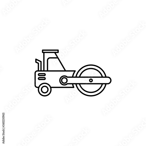 road roller outline Icon. construction vector illustration on white background