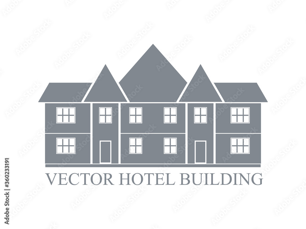 Hotel building. Vintage hotel vector icon for your design. Retro architectural background.