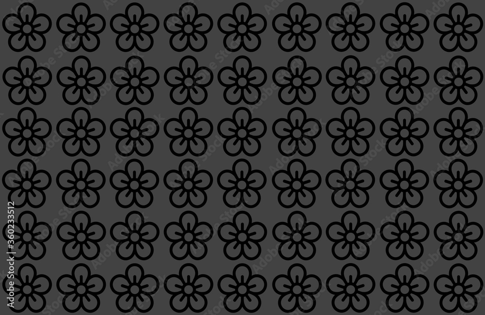 Flower Pattern with Black Background. Petals Design spread over clear background. Use Articles, Printing, Illustration, background, website, businesses, presentations, Product Promotions.