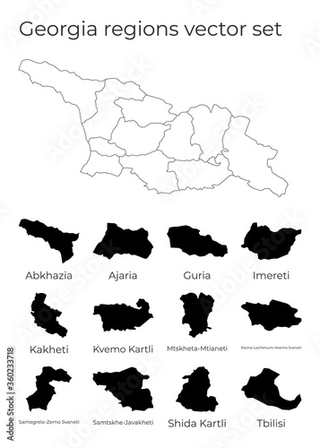 Georgia map with shapes of regions. Blank vector map of the Country with regions. Borders of the country for your infographic. Vector illustration.