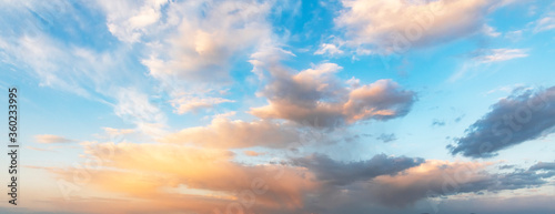 Beautiful sunrise, with colorful clouds on the sky. Nature sky backgrounds. © Inga Av