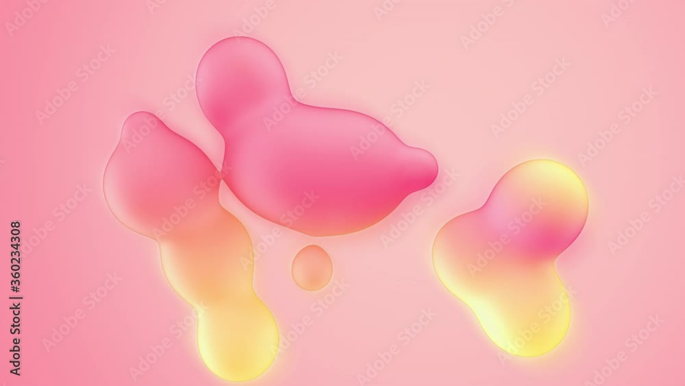 Cute pastel colored 3d background. Modern loop animation of morphing spheres.