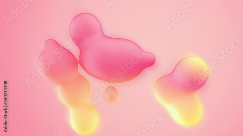 Cute pastel colored 3d background. Modern loop animation of morphing spheres.