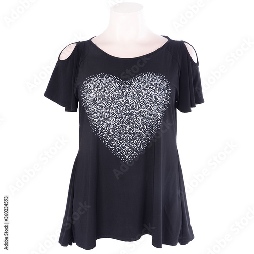 Black woman dress with heart in the middle on white background