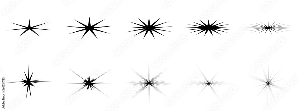 set of black and white flowers stars snow icons vector illustration abstract background pattern textures new modern style  - obrazy, fototapety, plakaty 