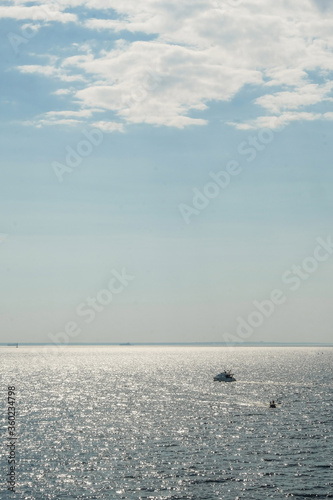  seascape overlooking the Gulf of Finland in St. Petersburg on a sunny day