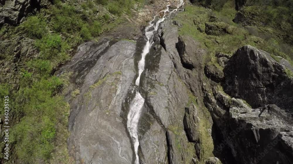 Caucasus, Ossetia. Midagrabin Gorge. Waterfalls on the slope of Mount Donchent. Caucasus, Ossetia. Midagrabin Gorge. Waterfalls on the slope of Mount Donchent.