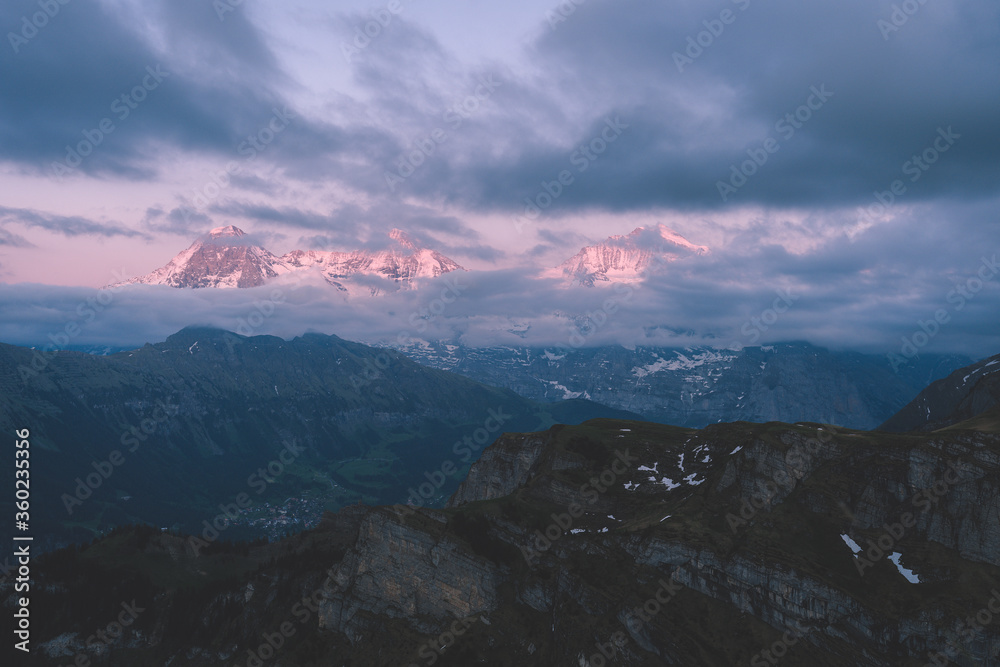 Eiger, Mönch and Jungfrau behind some beautiful clouds, Grindelwald, Switzerland