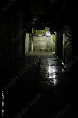 Empty Dark Corridor in the Gran Bazaar of Tehran (Iran), one of the most important markets in the world