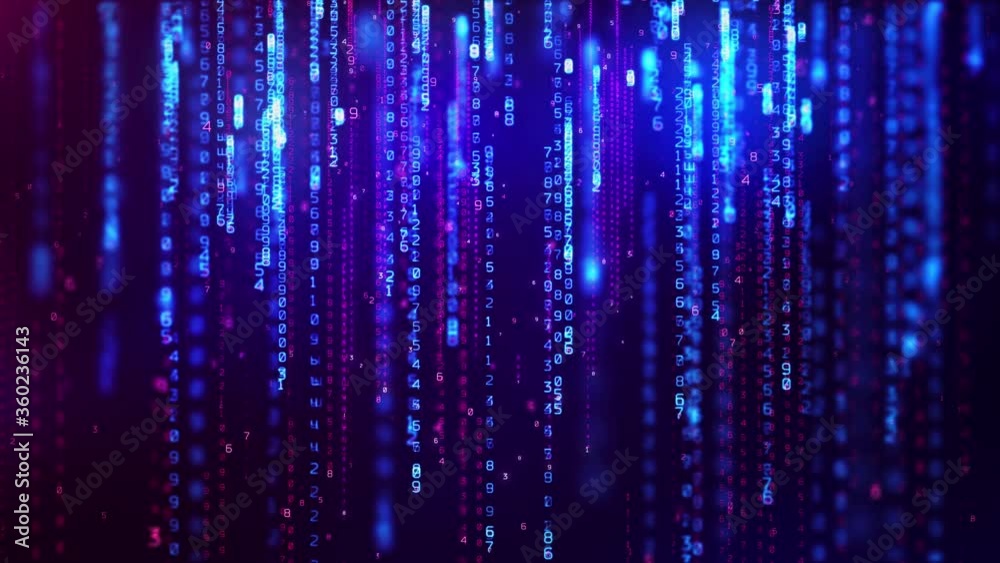 Vertical computer matrix code. Animation digital background